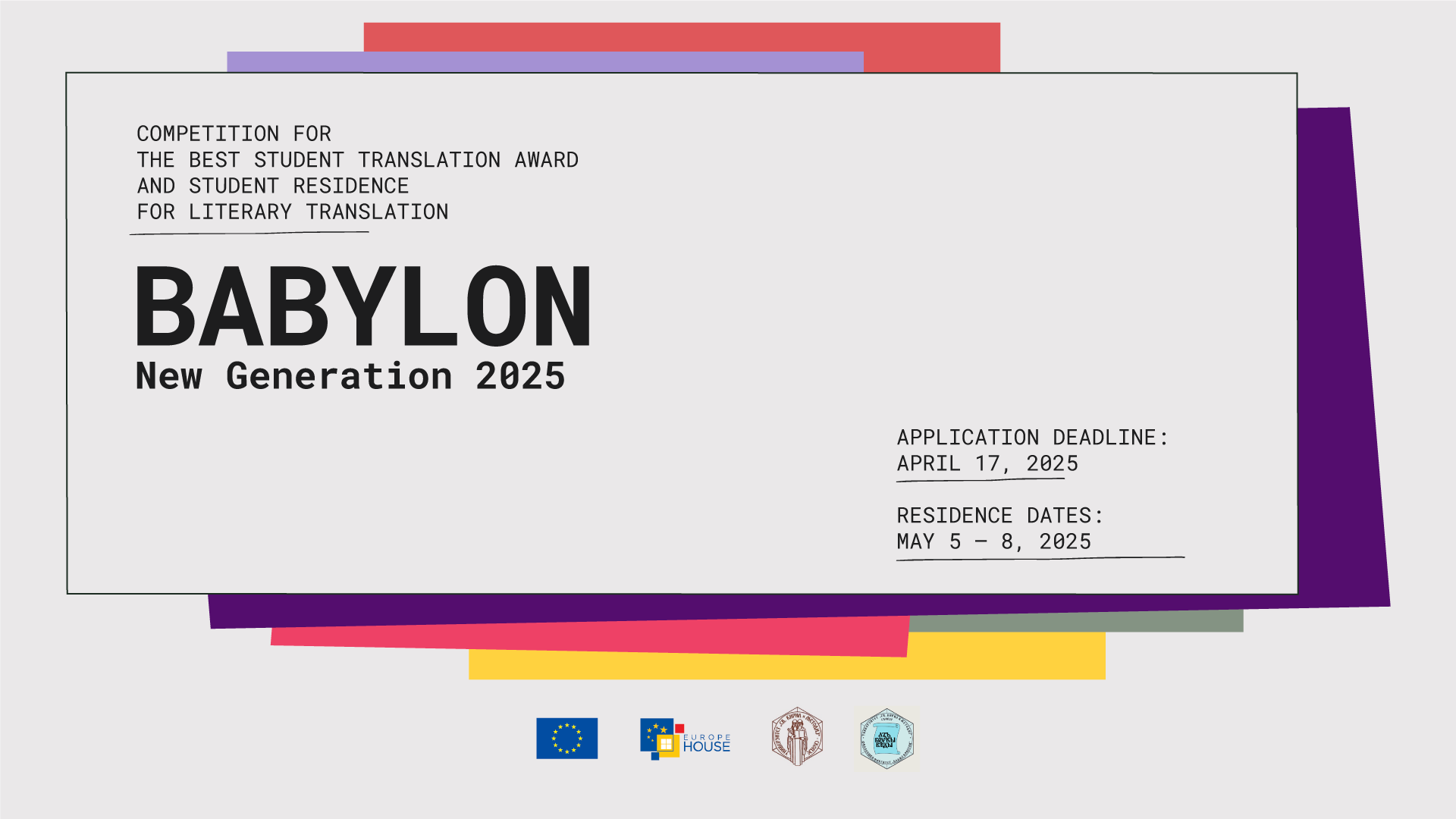 COMPETITION FOR THE BEST STUDENT TRANSLATION AWARD AND STUDENT RESIDENCE FOR LITERARY TRANSLATION 